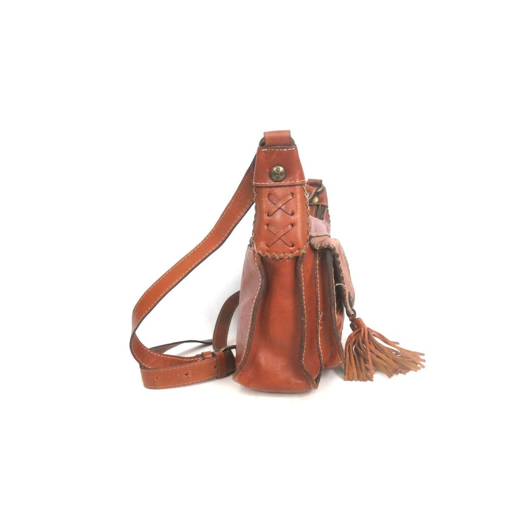 Vintage Patricia Nash Brown Leather Purse Quality Crossbody Floral Tassel Purse - Picture 3 of 7